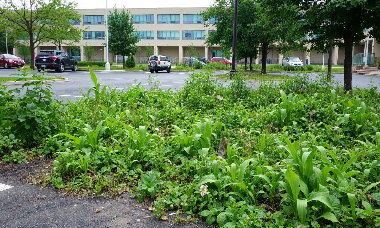 放置された駐車場の雑草