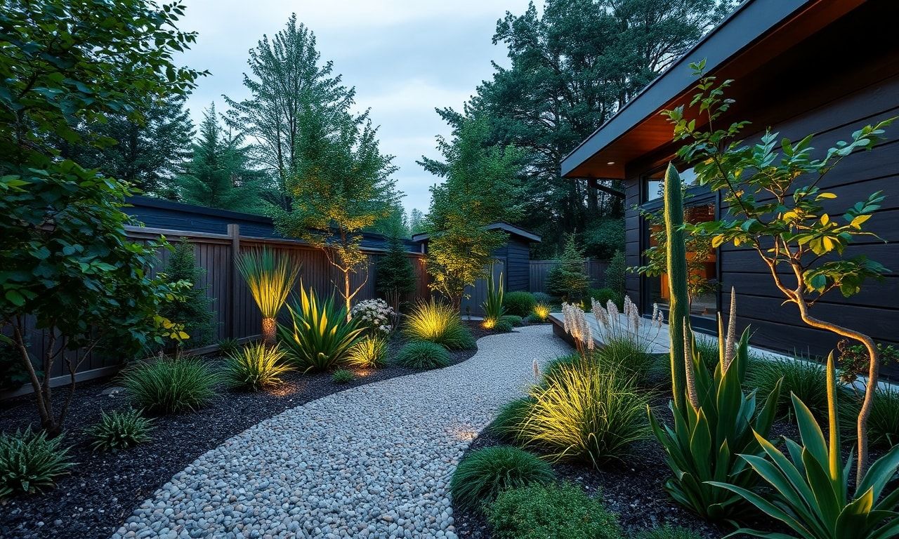 おしゃれな砂利敷きのお庭