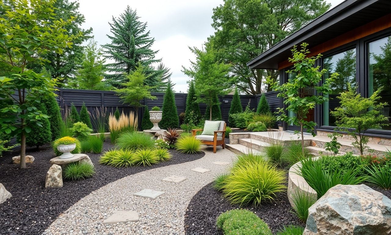 美しく整備された砂利の庭