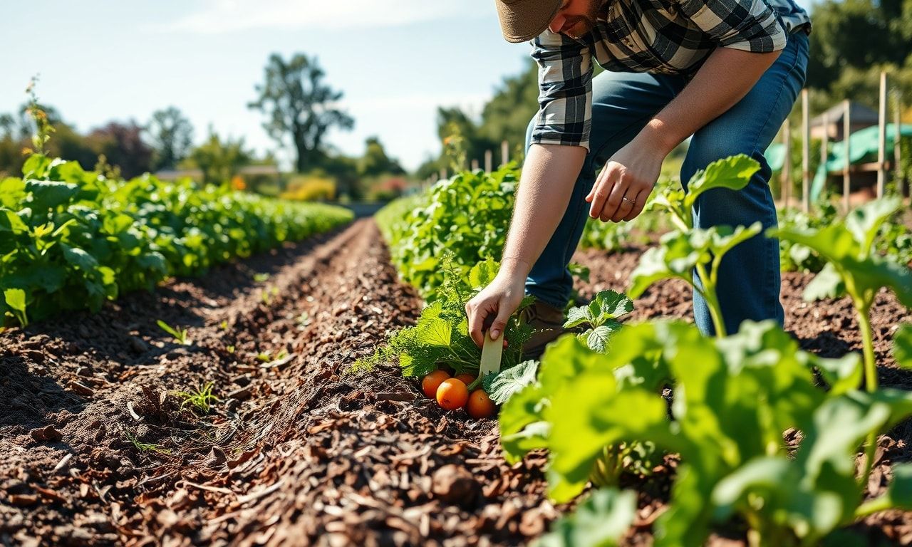 マルチシートを活用した家庭菜園の管理風景