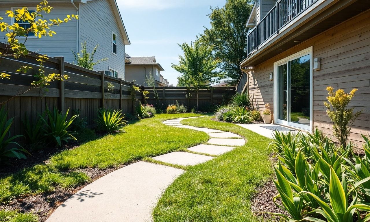 雑草対策が施された綺麗なコンクリートの庭