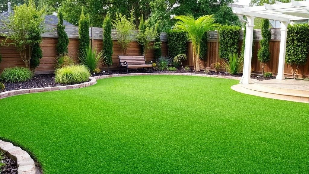 美しく施工された人工芝の庭