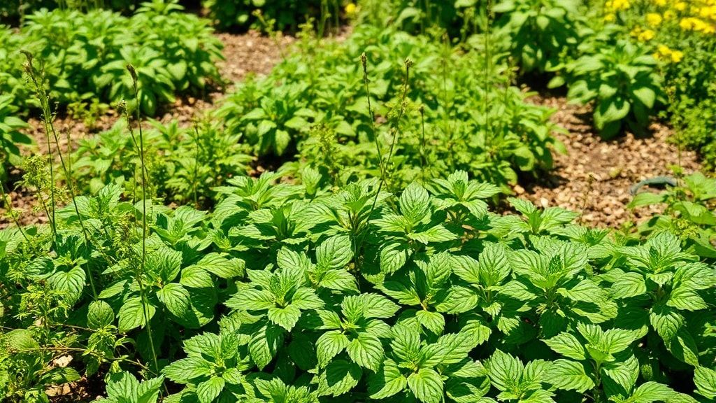 雑草対策にハーブを植えた美しいお庭の風景