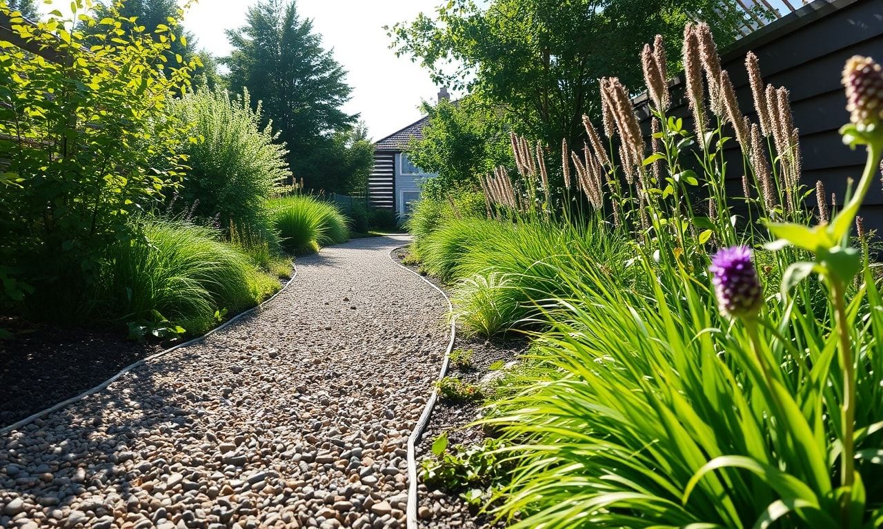 砂利敷きによる雑草対策の様子