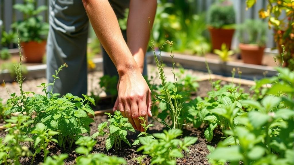 庭に植物を植える様子