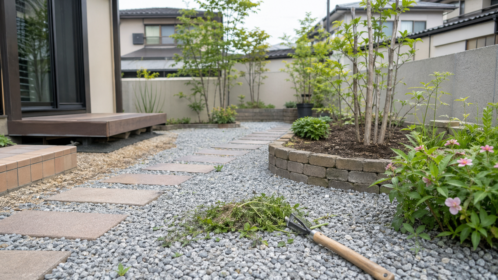 雑草対策を簡単にした手入れしやすい庭