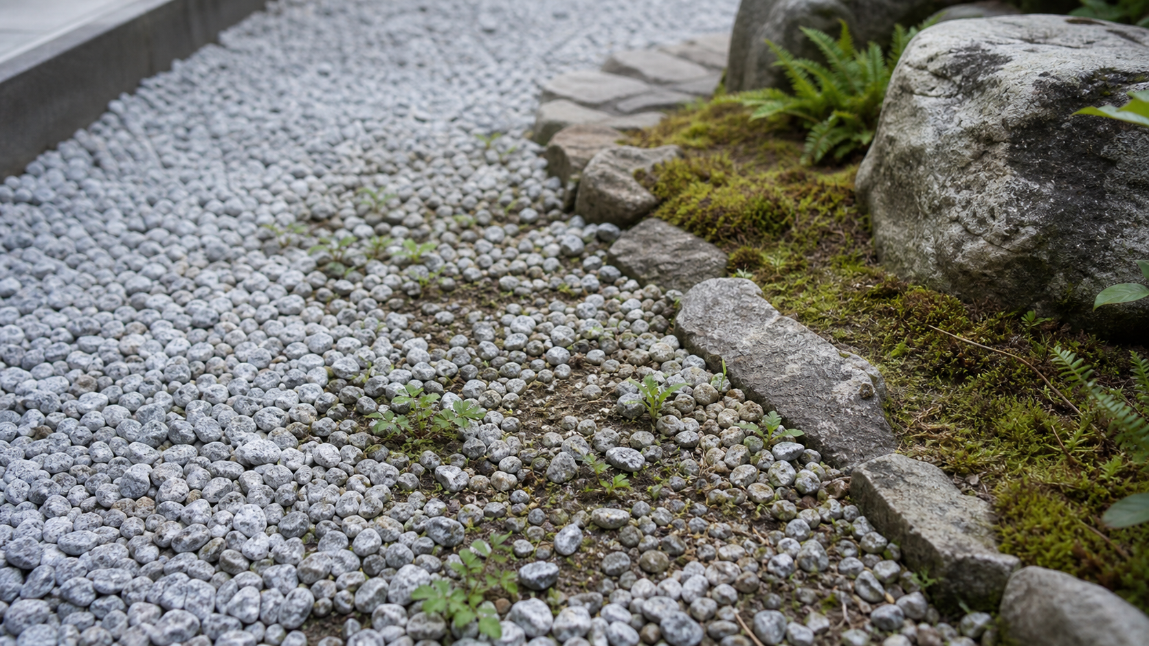 砂利だけでは雑草が出る庭の砂利敷き