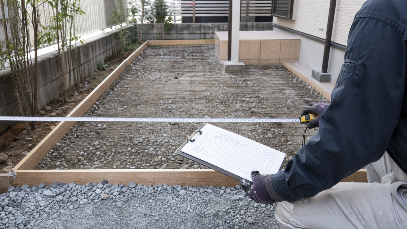 雑草対策コンクリートの費用相場を見積もるための施工面積確認