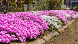 芝桜で雑草対策をする庭のアイキャッチ