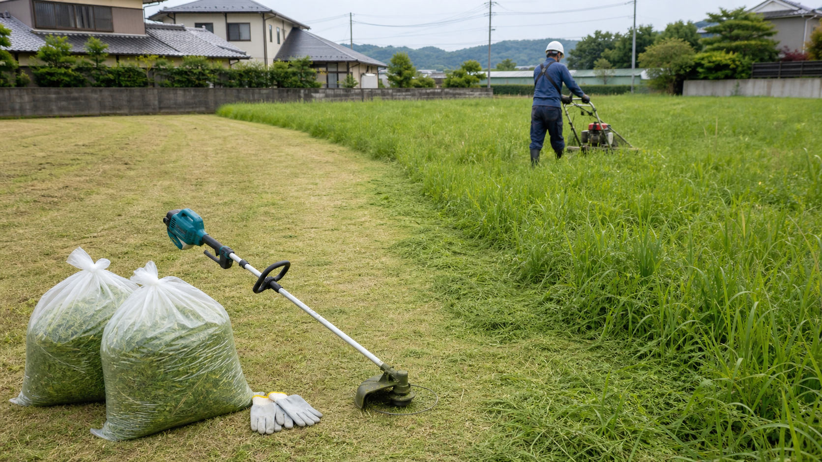 広い庭でDIY草刈りと業者依頼を比べる判断場面