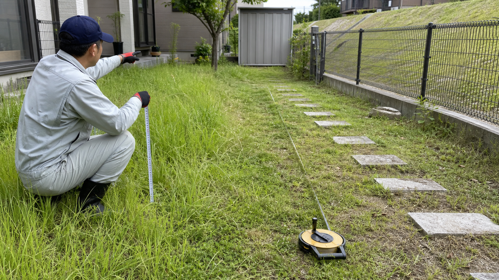 草刈り業者の料金を左右する面積と草丈を確認する庭