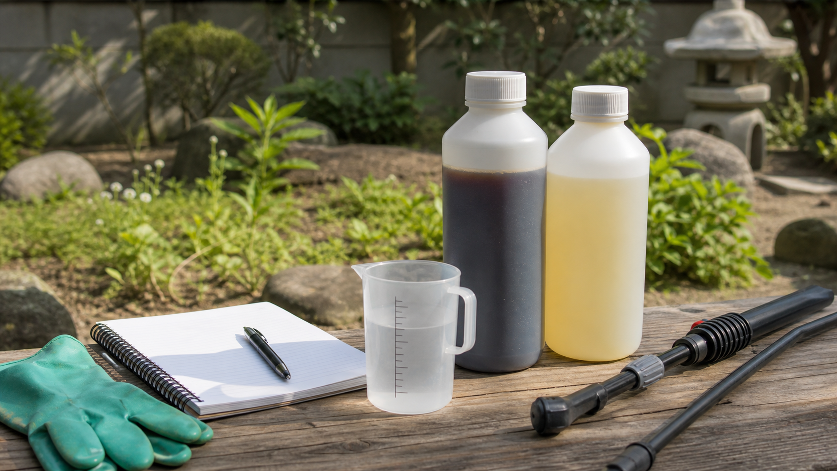 除草剤の成分や価格差を比較するための作業道具