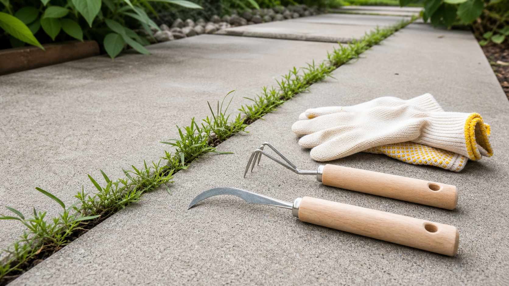 コンクリートの隙間雑草と100均で使える草抜き道具