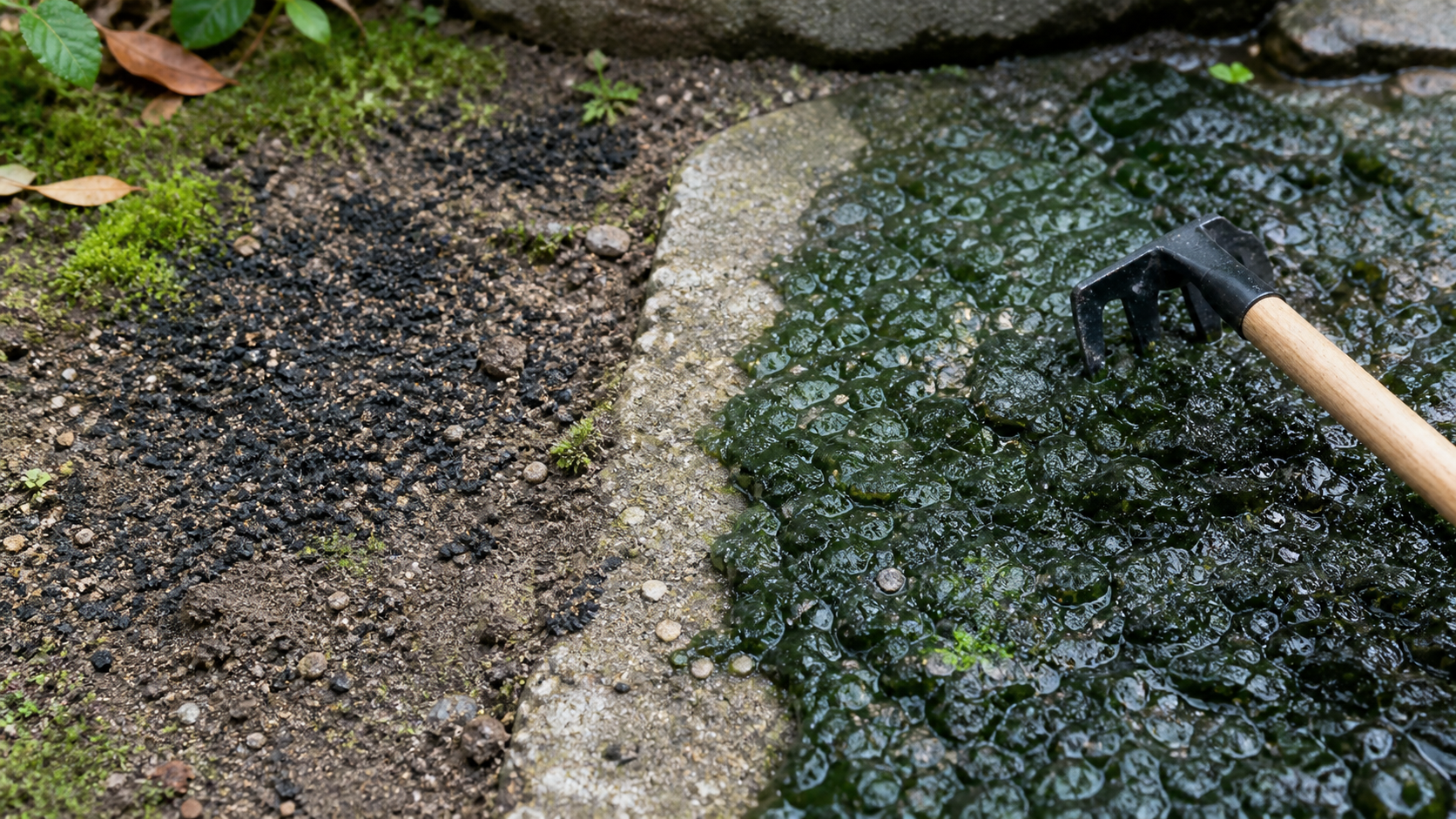 乾いたイシクラゲと雨後に膨らんだイシクラゲの違い
