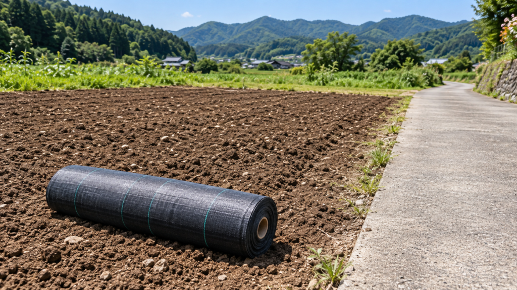 土の地面と舗装の境目を確認するイメージ