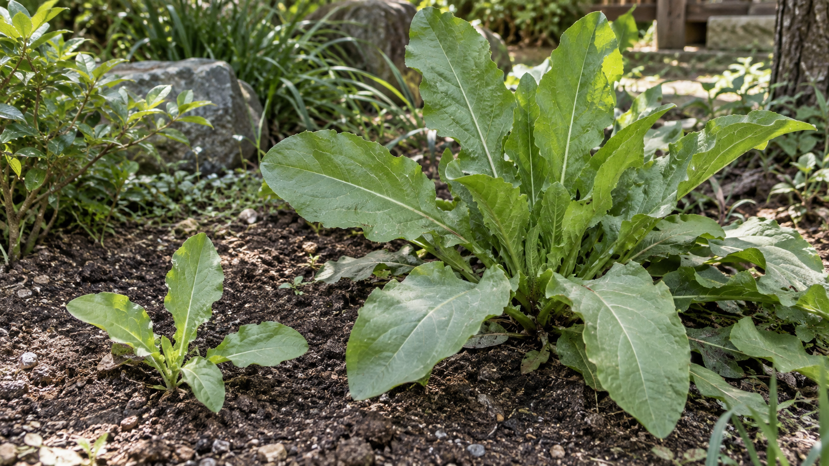大きさの違う二つの草の株を比較した生成イメージ