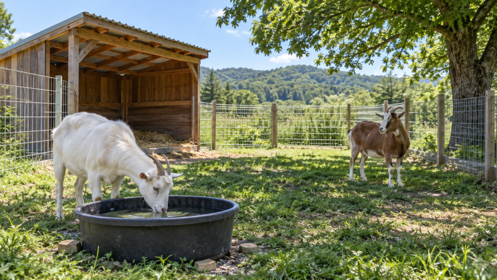 清潔な水と雨風を避ける小屋を備えるイメージ