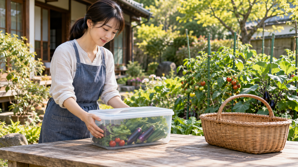 食べずに区別して置いた収穫物のイメージ