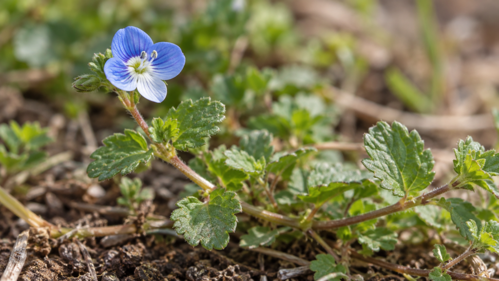 オオイヌノフグリの花と花柄を題材にした生成イメージで同定用写真ではない