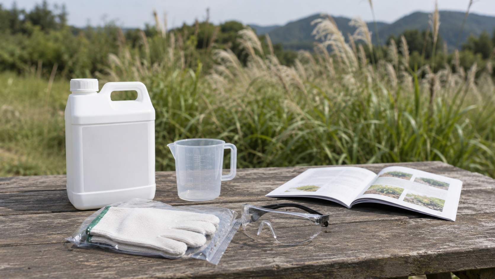 薬剤を使う前に説明と計量道具を確認する準備のイメージ