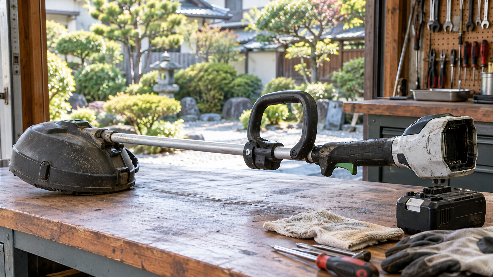 購入前に状態を確認する中古草刈機の生成イメージ