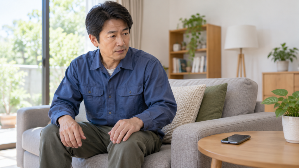 作業を中止して屋内でスマートフォンを手元に置く