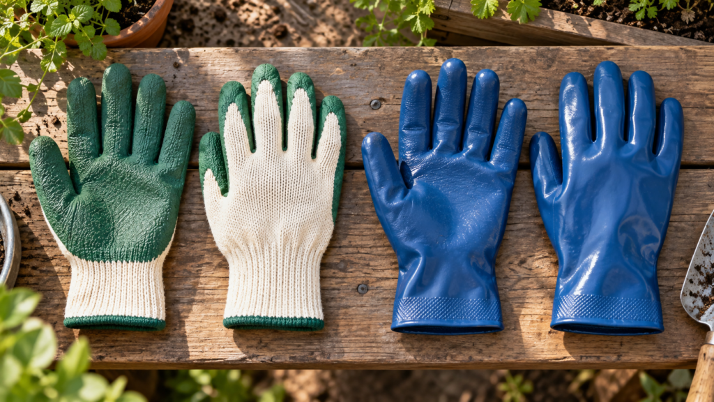 手のひらコートと全面コートの手袋を並べた様子
